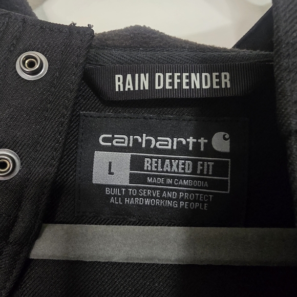 Carhartt Men's Relaxed Fit Rain defender in Black hooded jacket weather Proof - Picture 10 of 12